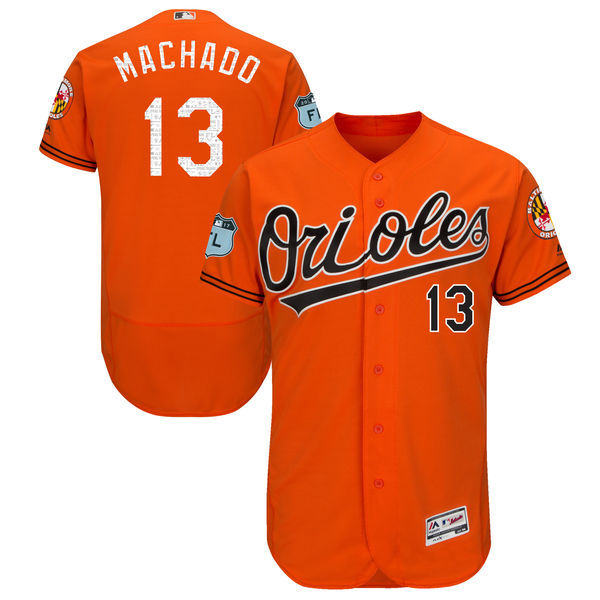 2017 MLB Baltimore Orioles #13 Machado Orange Jerseys